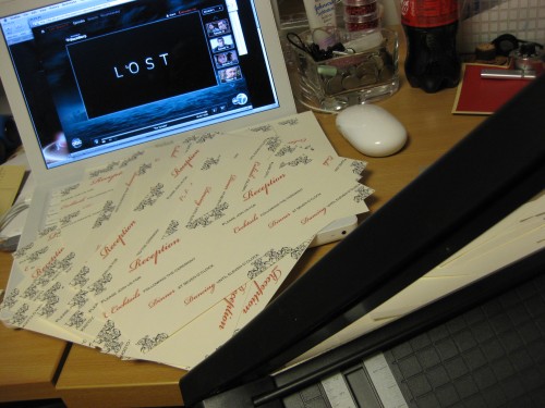 it took 1 full episode of lost for me to finish most of the cutting for the reception cards